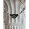 Repurposed Authentic PRADA Classic Triangle Logo Tag Necklace