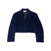 Womens Upcycled Raw Edge Aldo D’ Ambrosio Corduroy Crop Blazer | Sapphire Blue