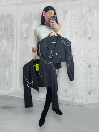 not your basic blazer safety pins. chains. attitude. online now