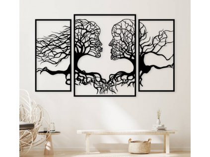 Vicedílný dřevěný obraz strom života s motivem hlavy