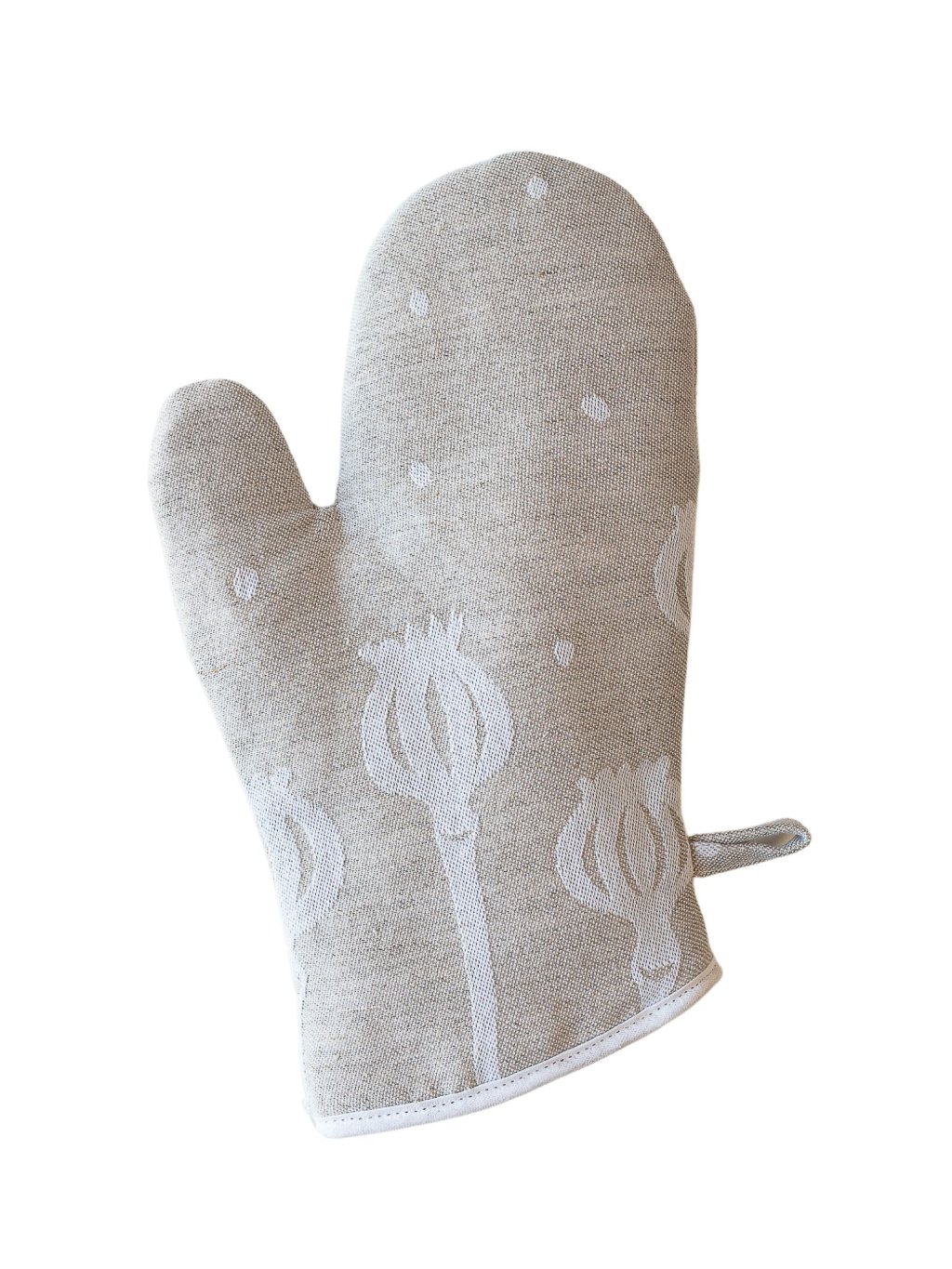 Poppy linen oven mitt in natural beige color