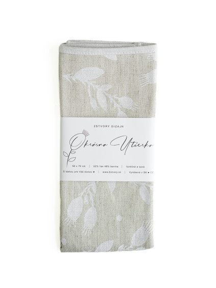 Linen kitchen towel Rosehips