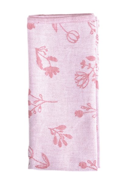 Ľanová kuchynská utierka Flowers (ružová)