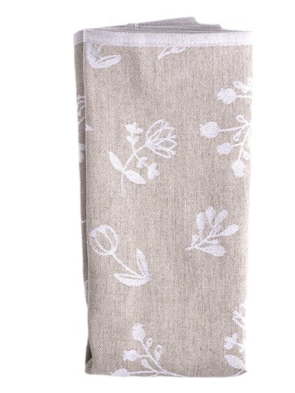 Ľanová kuchynská utierka Flowers (prírodná)