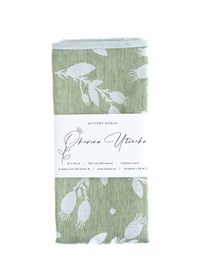 Linen kitchen towel Rosehips