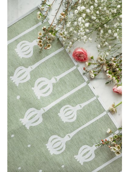 Kuchynská utierka Makovičky v prírodnej režnej farbe s jemným vzorom makovičiek