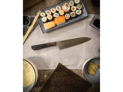 Santoku V2 - velký kuchyňský nůž, N690, eben, čepel 18,5 cm
