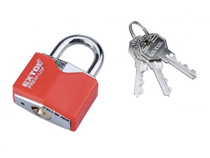 Zámek visací Extol kovový, 30mm červený