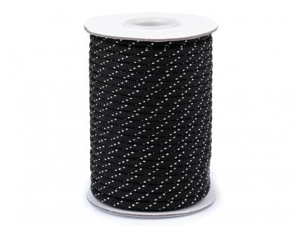 Paracord, padáková šňůra - černo stříbrná
