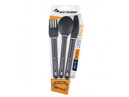 kempovaci sada 3 priboru sea to summit alphalight cutlery set 3pc knife fork and spoon grey