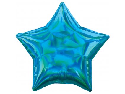 Balónek hvězda 48cm  holografická modrá