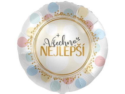 BALONEK foliovy Vsechno nejlepsi Pastelove puntiky 43 cm 3070256K(1)