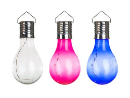 lampa solární ŽÁROVKA 14,5x8cm závěsná mix barev