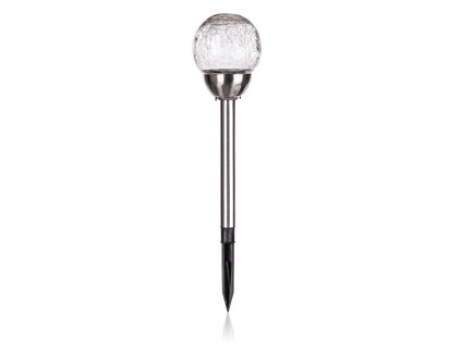 lampa solární KOULE 10cm v.38,5cm, 2LED čirá, popraskaná