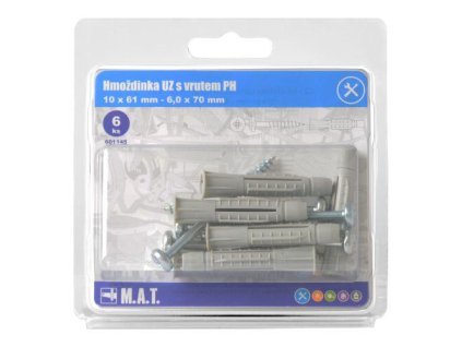 hmoždinka UZ pr.10mm s vrutem PH ZB (6ks)