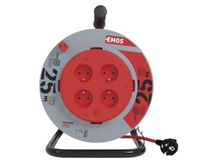 108125 Kabel prodluzovaci 25m 230V civka 4 zasuvky pevny stred 0z