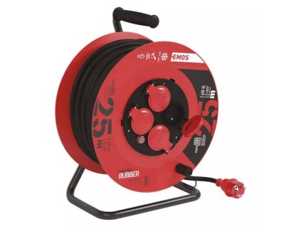 108325 Kabel prodluzovaci 25m 230V civka 4 zasuvky guma 0a