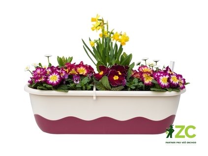 Truhlík samozavlažovací Mareta - slonová kost světlá + vínová 80 cm