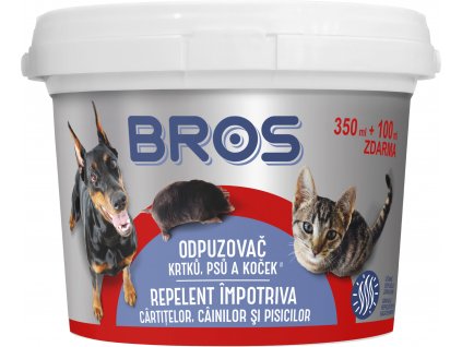 Bros - práškový odpuzovač krtků, psů a koček 350 ml + 100 ml zdarma