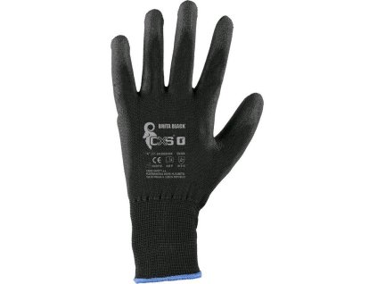 Rukavice CXS BRITA BLACK, s blistrem, máčené v polyuretanu, vel. 07