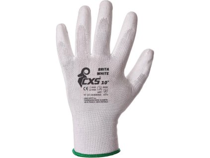 Rukavice CXS BRITA WHITE, s blistrem, máčené v polyuretanu, vel. 07