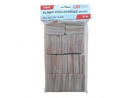 Klínky obkladačské dřevěné, 55 x 20 x 10 - 5 mm, 51 ks, ENPRO