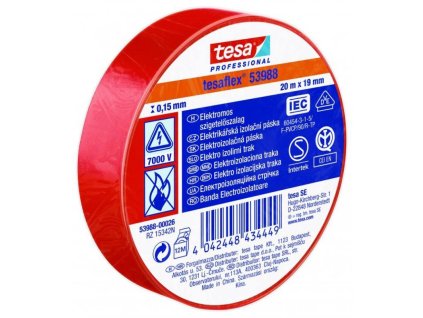 138328 Paska elektroizolacni PVC 53947 IEC 20 m x 19 mm cervena TESA 0z