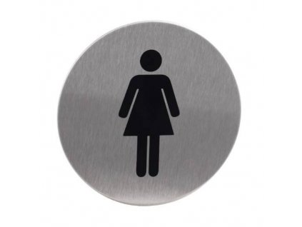 Znak rozlišovací "WC-ženy", Ø 75 mm, samolepící, nerez