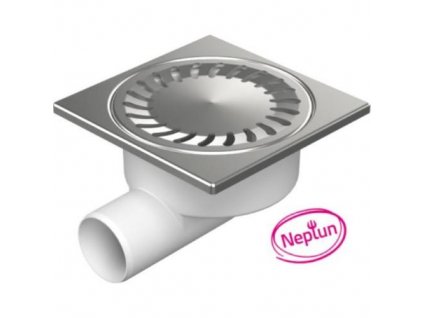 Vpusť podlahová boční NEPTUN  D 50 / 95 mm, nerez rámeček, mřížka SUN, bílá, ENPRO