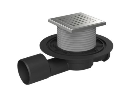 149765 Vpust podlahova prubezna D 50 75 mm nerez mrizka GATE sedo cerna ENPRO 2z