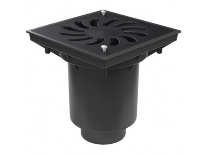 149775 Vpust kanalizacni spodni D 160 mm sucha klapka litinova mrizka se zamkem cerna ENPRO 0z