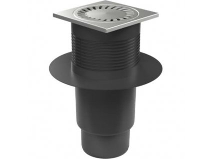 Vpusť kanalizační spodní D 110 mm, límec, suchá klapka, nerez mřížka, černá, ENPRO