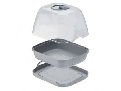 Sadbovač s polykarbonátovým víkem RESPANA TABLE GREENHOUSE, 25,7 cm, šedý kámen