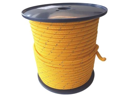 150800 Snura pletena s jadrem PPV 6 mm 16 pramenna s reflexni paskou 100 m zluta LANEX ENPRO 0a