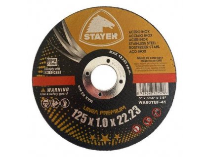 37751071 Kotouc rezny na kov PREMIUM T41 125 x 1 x 22 23 mm STAYER 0z