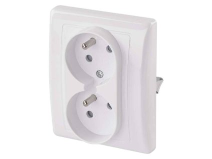 82A60011 Zasuvka klasicka dvojnasobna bila 0a