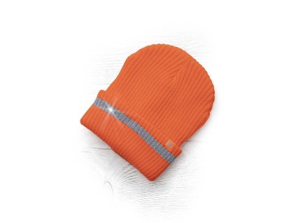 Zimní čepice pletená fleece  ARDON®SPARK s reflex. pruhem hi-vis oranžová
