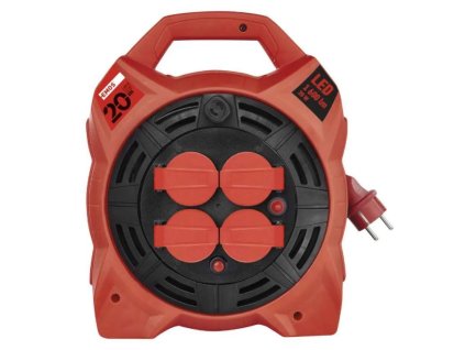 108351 Kabel prodluzovaci buben 4Z s LED reflektorem 20m 230V 4 zasuvky guma 0a