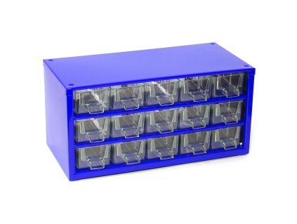 skříňka 1 velikost 15 mal.zásuvek 30,5x15x15,5cm kov.MO