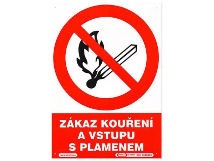 tabulka - ZÁKAZ KOUŘENÍ A VSTUPU S PLAMENEM 210x297mm (A4) PH