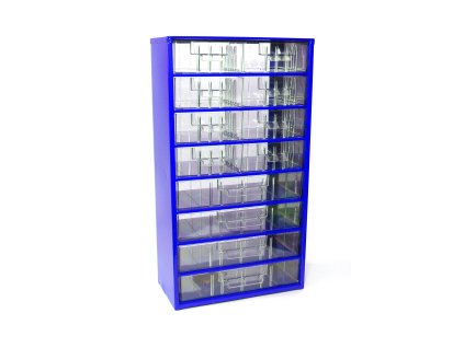 skříňka 2 velikosti 8 stř.,4 vel.zásuvky 30,5x55x15,5cm kov.MO