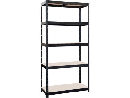 regál  900x450x1800mm, 5 polic, ocel ČER + MDF deska