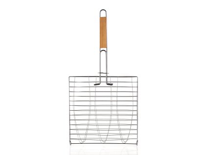 opékač na 3 ryby 58x25x7cm BBQ, dřev. rukojeť