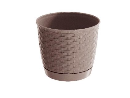 květináč RATOLLA ROUND 19 v.16,5cm,2,8l,BÉŽ tm. (7529U) s miskou