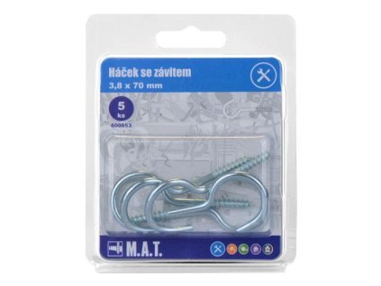 háček se závitem  70x3,8mm Zn (5ks)
