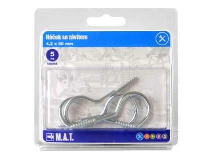 háček se závitem  80x4,2mm Zn (5ks)