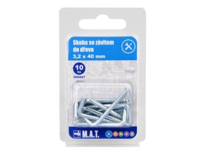 skoba se závitem do dřeva  40x3,2mm Zn (10ks)
