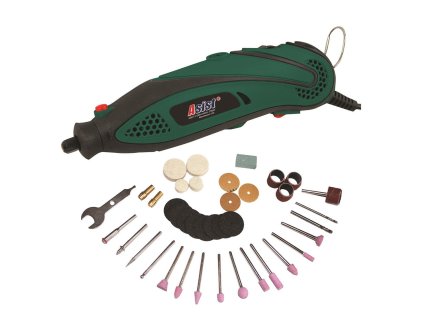 bruska mini přímá 135W v kufru, příslušenství 40díl. ASIST