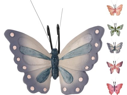 dekorace závěs MOTÝL 13x10,5x5cm, polyston, mix