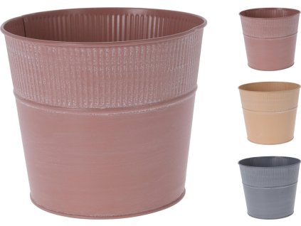 květináč dekorační 18,5cm kov mix barev